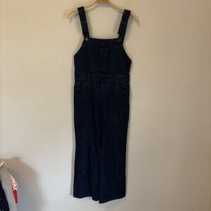 Pilcro Women's Denim Overalls 25P Blue Wide Leg Preppy‎ Dark Wash Rockabilly